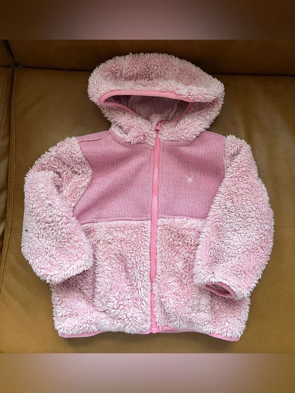 Spyder Baby Toddler Girl Pink Sherpa Full-Zip Hooded Fleece Jacket Sz 24M